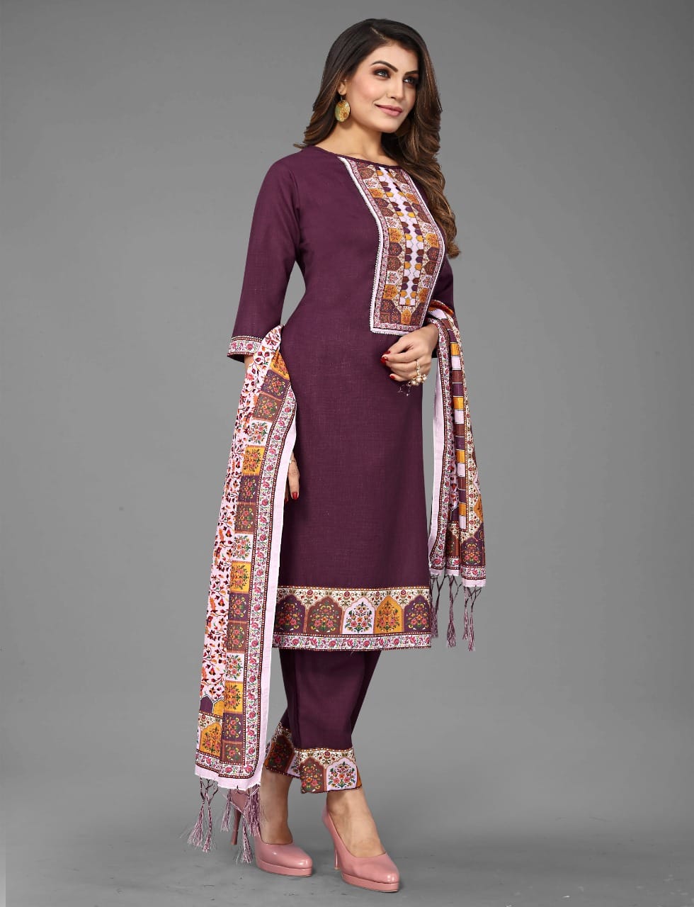 Shamal Printed Magic Cotton Kurti With Bottom Dupatta Wholesale Market In Surat
